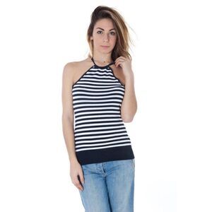 Datch Striped Halter Casual Top Women Blue Tops & T-Shirts